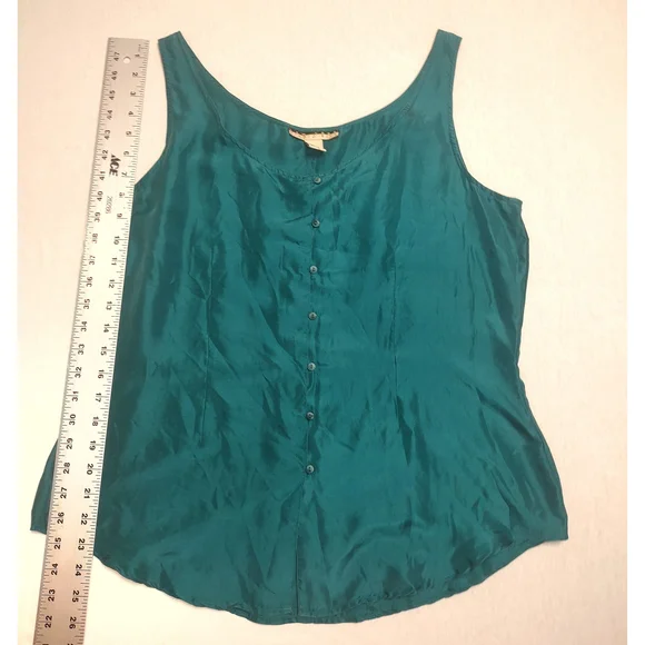 New York Studio Silk 100% Vintage 1990s Y2K Silk Evening Tank Top| Large| Teal - Picture 8 of 8